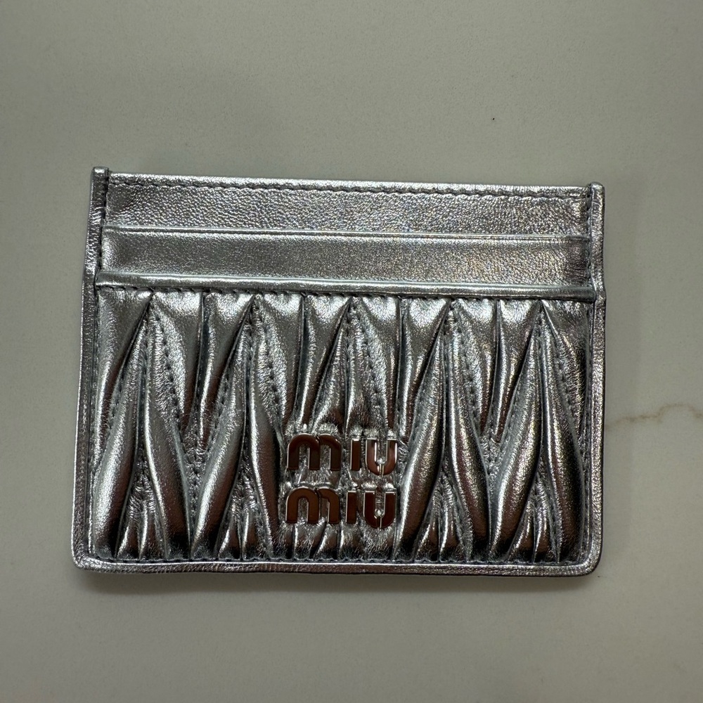 Miu Miu matelassé Metallic Silver Cardholder